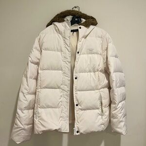 Down & Feather Quilted Coat Jacket - Medium - White